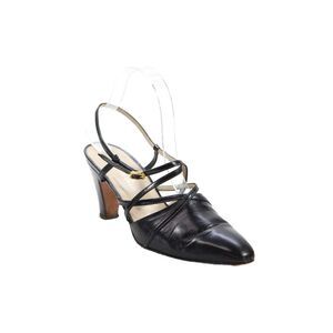 Tanino Crisci Womens Leather Strappy Detail Ankle Buckle Heels Black Size 7.5